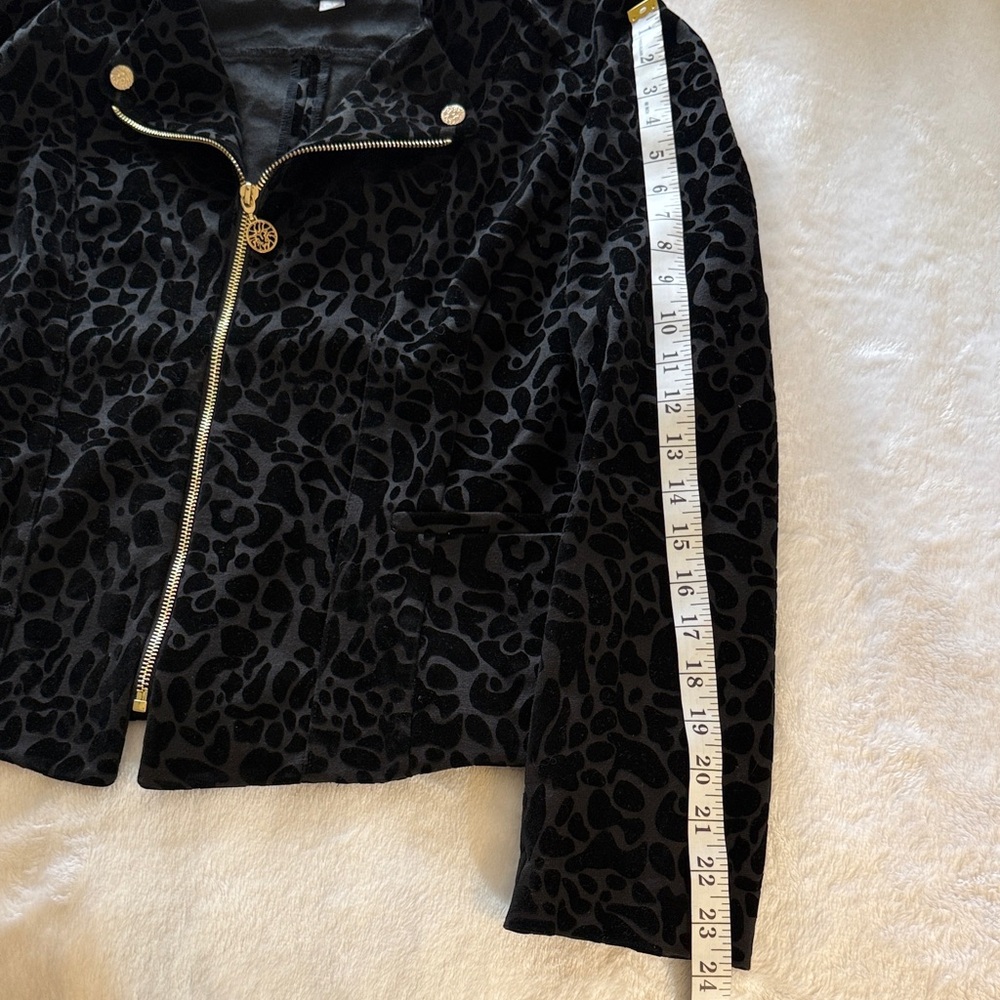 Anne Klein Black Patterned Bomber Jacket - Picture 13 of 15
